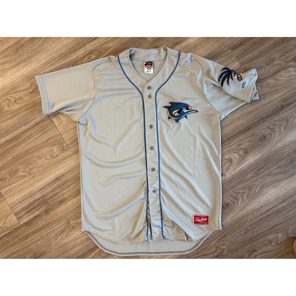 Rawlings Clearwater Threshers Baseball Jersey Grey Mesh Mens Size 48 MiLB